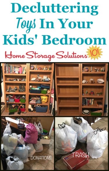 Tips for decluttering kids toys in their bedrooms, including which toys to start with first {on Home Storage Solutions 101}