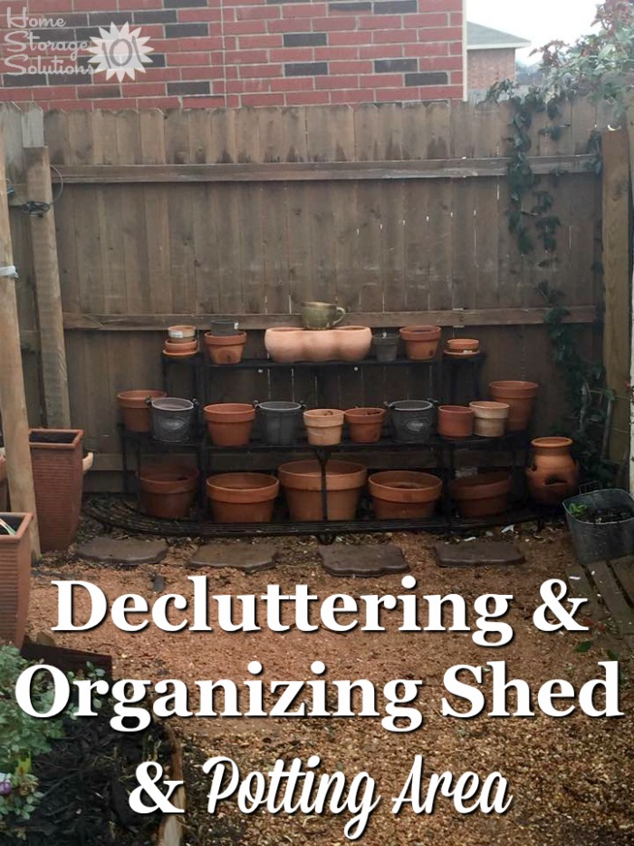 Decluttered and organized gardening potting area from a reader, Tamara, who worked on the #Declutter365 missions on Home Storage Solutions 101
