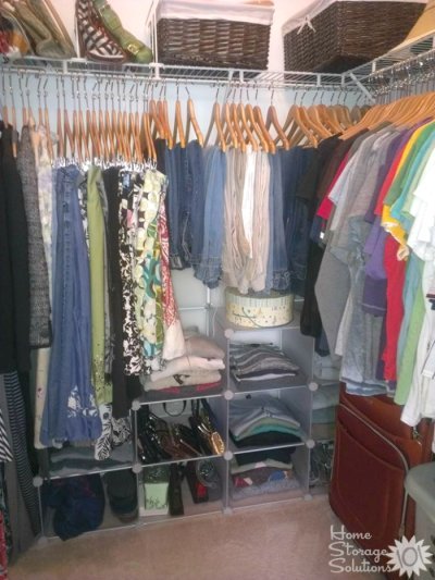 Organized closet shown by a reader, Dawn. The first step in any organization project is to declutter. {featured on Home Storage Solutions 101} Organized closet shown by a reader, Dawn. The first step in any organization project is to declutter. {featured on Home Storage Solutions 101}