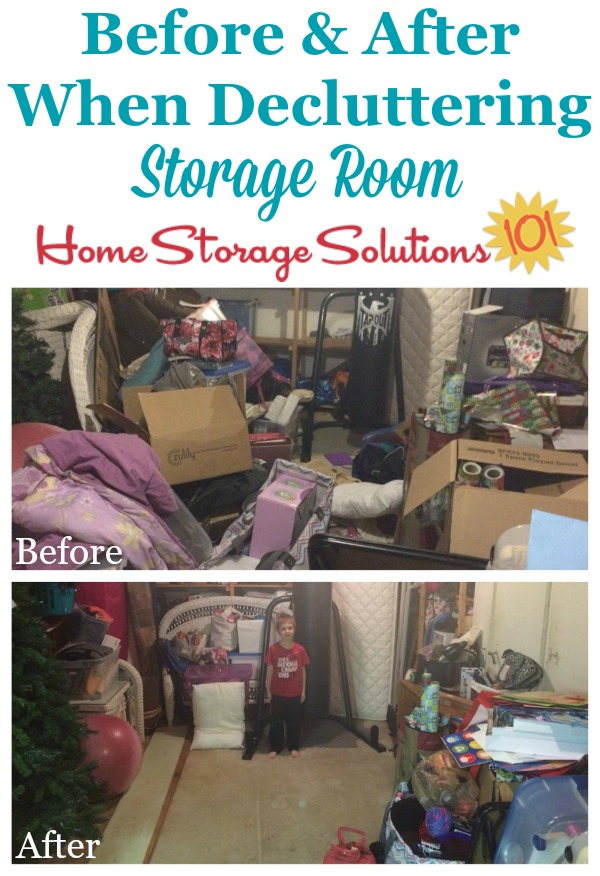 Before and after results when remove storage room clutter {featured on Home Storage Solutions 101}