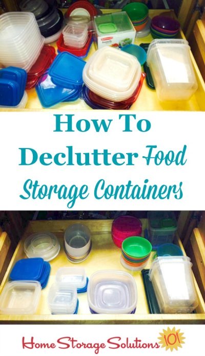 How to declutter your food storage containers, including rules of thumb about how many containers to keep and which to get rid of {part of the #Declutter365 missions on Home Storage Solutions 101}