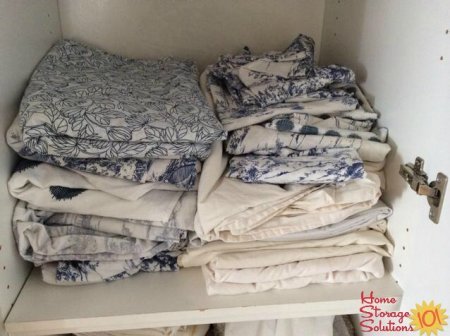 Getting rid of bedding clutter will make your life easier, since you're not keeping track of so much stuff {decluttered sheets for 7 kids, featured on Home Storage Solutions 101} Getting rid of bedding clutter will make your life easier, since you're not keeping track of so much stuff {decluttered sheets for 7 kids, featured on Home Storage Solutions 101}