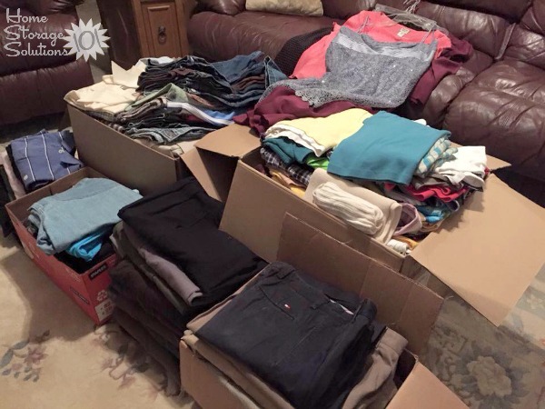 Lisa decluttered her master bedroom closet, and all these clothes are getting donated! {featured on Home Storage Solutions 101}