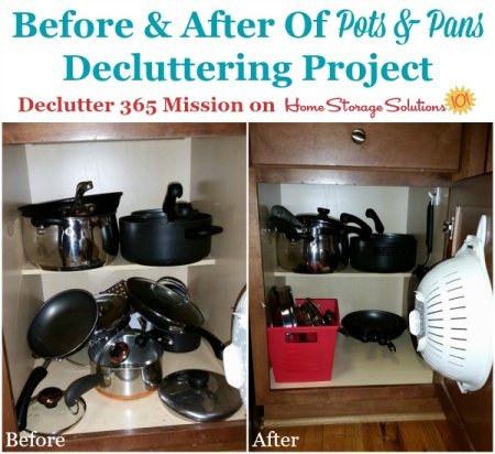Results of a decluttering project from a reader, Erica, who took the declutter pots and pans mission as part of Declutter 365 on Home Storage Solutions 101.