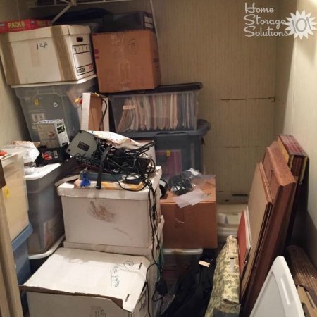 Even more progress during a decluttering project of a storage closet {on Home Storage Solutions 101}