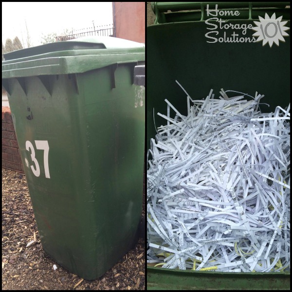 3 days worth of paper shredding takes up a lot of space, but Nicole got all that paper clutter out of her home when working through the #Declutter365 missions {featured on Home Storage Solutions 101}