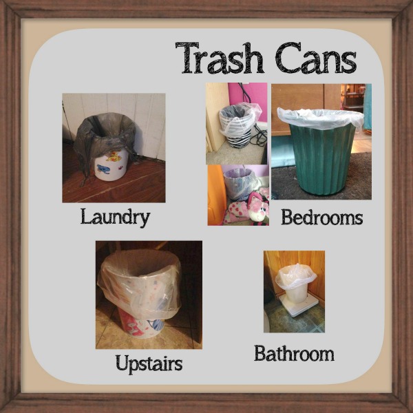 All the places that Brandy has placed small trash bins throughout her home as part of the #Declutter365 missions on Home Storage Solutions 101
