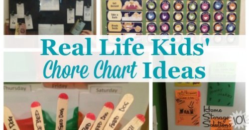 Lots of real life examples of kids' chore charts to get children involved in household tasks {featured on Home Storage Solutions 101}