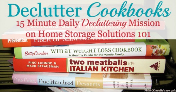 How to #declutter cookbooks and cooking magazines, with criteria to consider when deciding which books to keep and which to save {part of the #Declutter365 missions on Home Storage Solutions 101}
