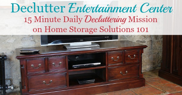 How to #declutter your entertainment center or entertainment room, with photos from readers who've already done the mission {part of the #Declutter365 missions on Home Storage Solutions 101} #decluttering