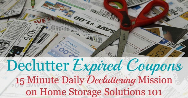 How to #declutter expired coupons from around your home, plus tips for how to avoid accumulating too many of these old coupons from now on {a #Declutter365 mission on Home Storage Solutions 101} #Couponing