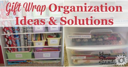 Lots of ideas from readers for gift wrap organization and storage that really work, including DIY organizers {on Home Storage Solutions 101}
