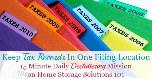 How to organize old tax returns, including how long to keep tax records before decluttering them {on Home Storage Solutions 101}