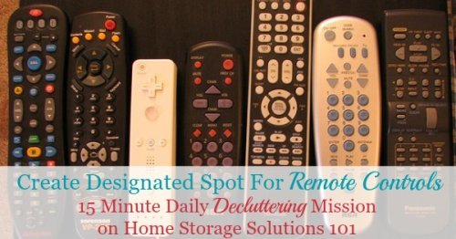 Create a designated spot for remote controls {part of the #Declutter365 missions on Home Storage Solutions 101}
