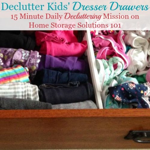 How to declutter kids' dresser drawers and folded clothing {Declutter 365 mission on Home Storage Solutions 101}