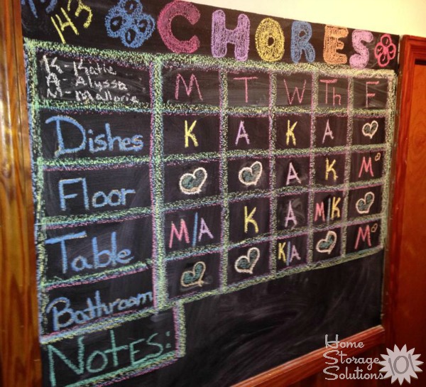 Magnetic Chalkboard Chore Chart