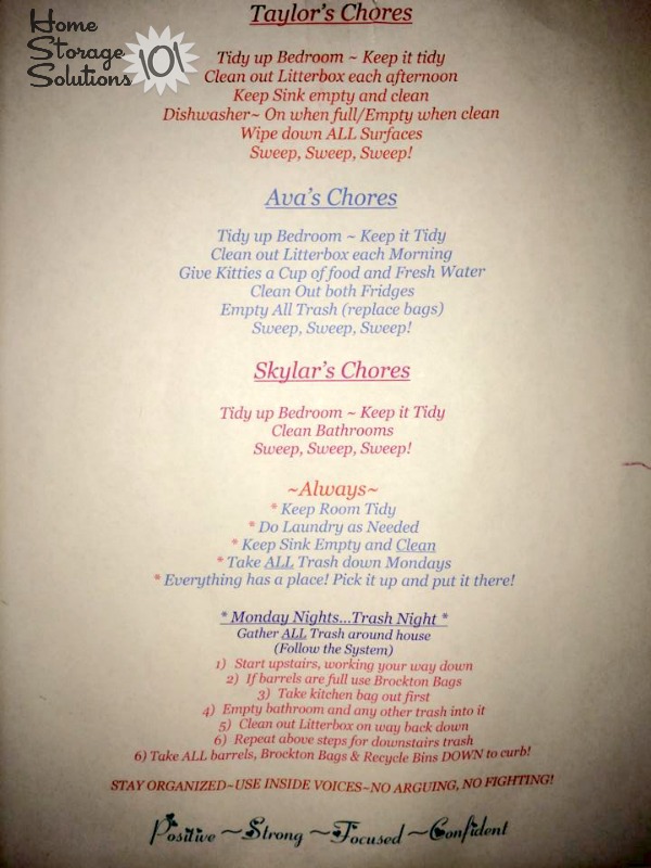 create kids 39 chore chart to get whole family involved in household chore schedule
