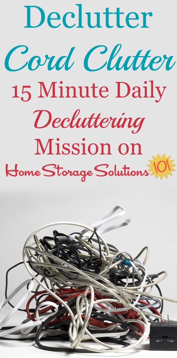 How to declutter and get rid of cable and cord clutter in your home, so you're just left with the cords you use and need {a #Declutter365 mission on Home Storage Solutions 101} #CordClutter #DeclutterCords