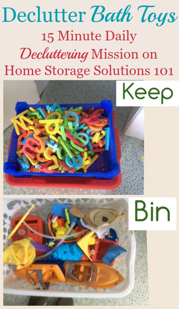 How to declutter bath toys, plus several pictures from readers who've done this simple #Declutter365 mission to get you inspired to do it yourself! {on Home Storage Solutions 101}
