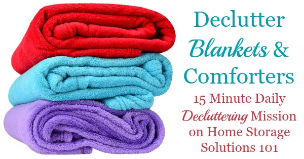 How to declutter blankets, comforters and throws, including guidance on how many blankets to keep, and what to do with the ones you get rid of {a #Declutter365 mission on Home Storage Solutions 101} #DeclutterBlankets #Declutter