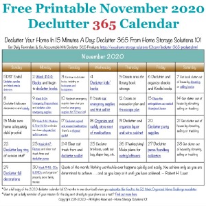 November Declutter Calendar November Declutter Calendar