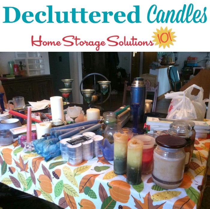 How to declutter candles, including candle collections, to get your home clutter free {part of the #Declutter365 missions on Home Storage Solutions 101} How to declutter candles, including candle collections, to get your home clutter free {part of the #Declutter365 missions on Home Storage Solutions 101}