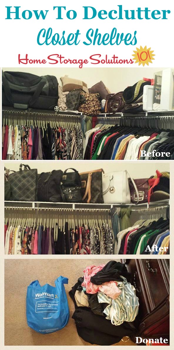 How to declutter closet shelves, including before and after photos from readers who've done this Declutter 365 mission on Home Storage Solutions 101