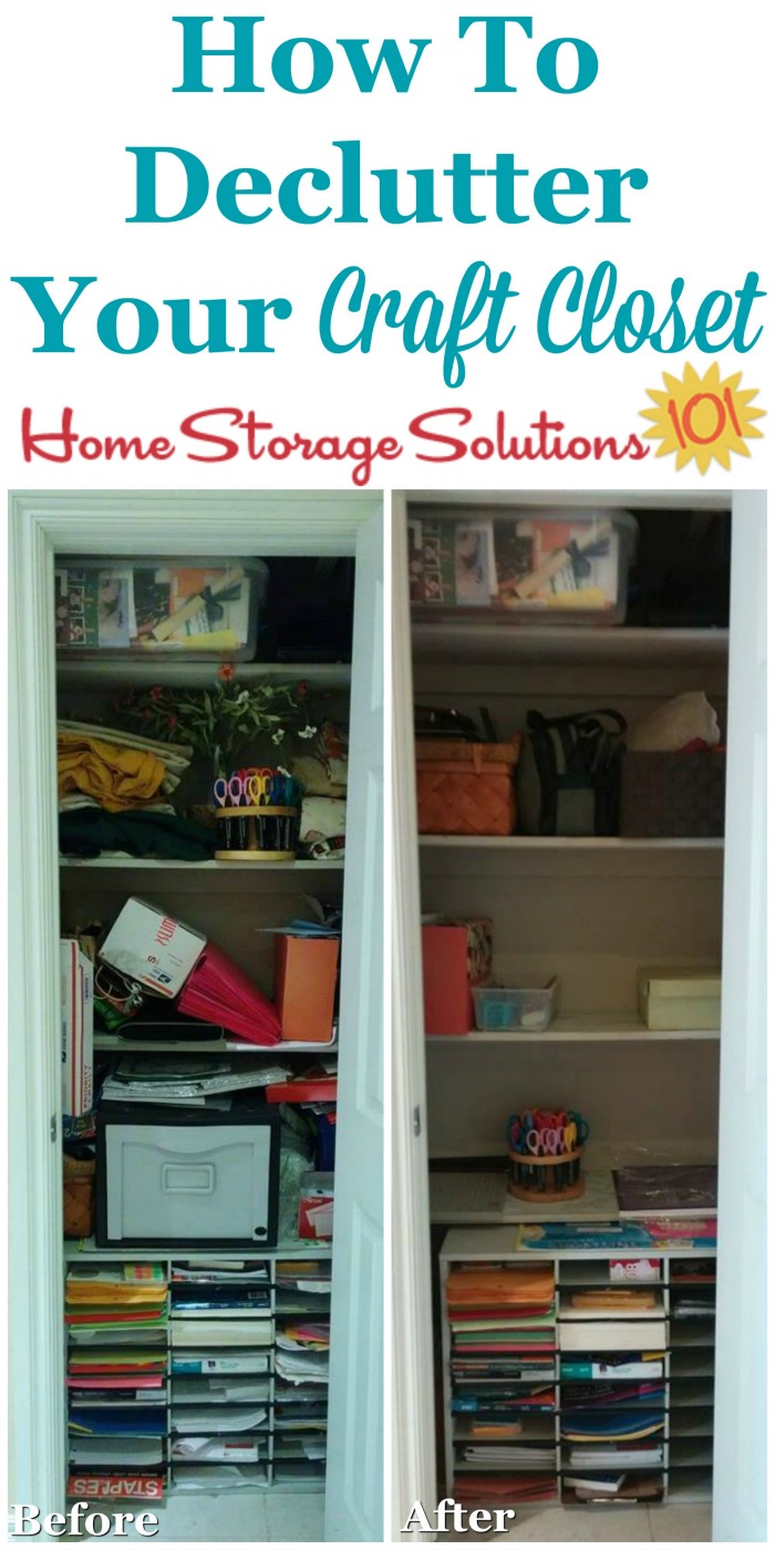 How to #declutter your craft closet or crafting area, so that you can find your needed supplies and equipment more easily and enjoy crafting more {on Home Storage Solutions 101} #Decluttering #CraftOrganization