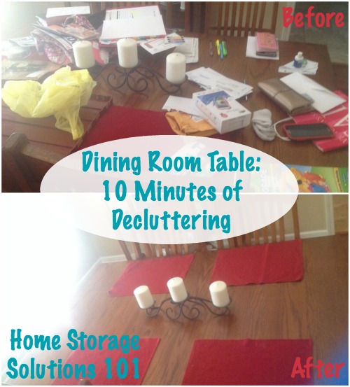 declutter dining room table in 10 minutes