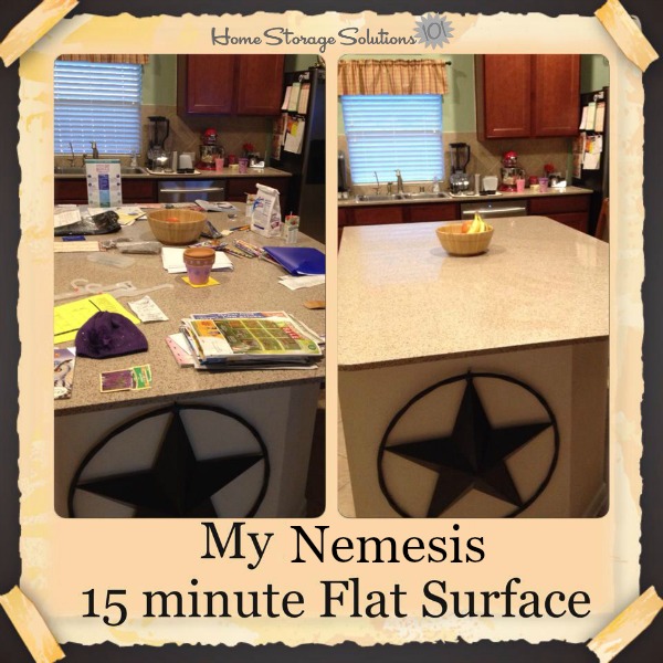 Before and after when Regina decluttered her nemesis flat surface, her kitchen counters, for 15 minutes {featured on Home Storage Solutions 101} Before and after when Regina decluttered her nemesis flat surface, her kitchen counters, for 15 minutes {featured on Home Storage Solutions 101}