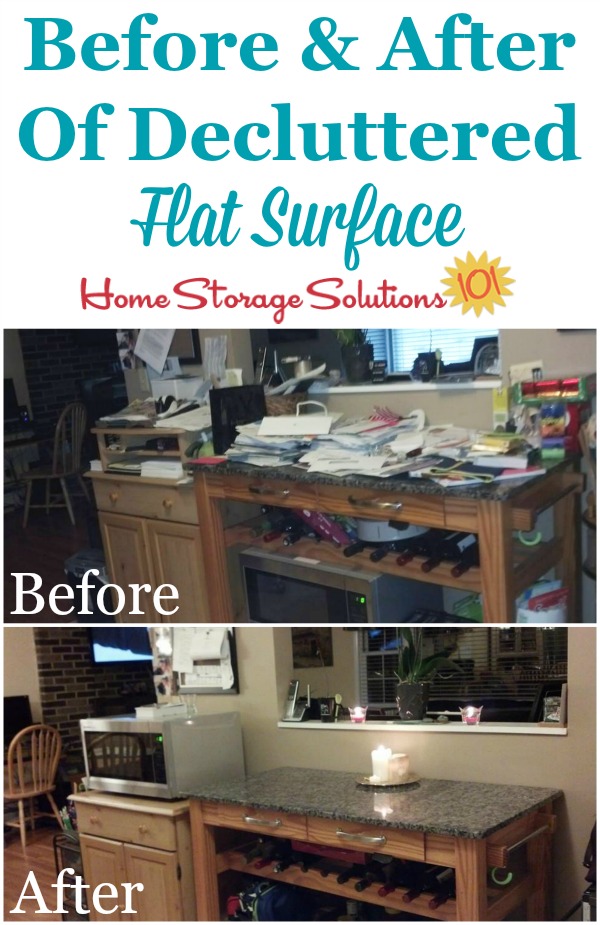 Before and after photos from Sandra, who decluttered her problem flat surface, a kitchen island {featured on Home Storage Solutions 101} Before and after photos from Sandra, who decluttered her problem flat surface, a kitchen island {featured on Home Storage Solutions 101}
