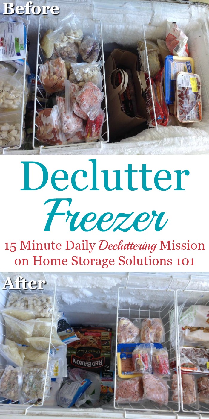 How to #declutter your freezer, including list of freezer storage times to help you know when food should be tossed {part of the #Declutter365 missions on Home Storage Solutions 101} #Decluttering