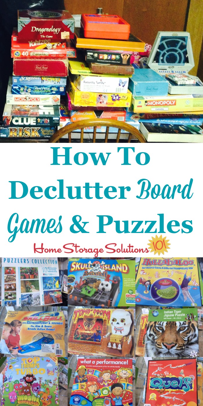 How to declutter board games, puzzles and card games {part of the #Declutter365 missions on Home Storage Solutions 101} How to declutter board games, puzzles and card games {part of the #Declutter365 missions on Home Storage Solutions 101}