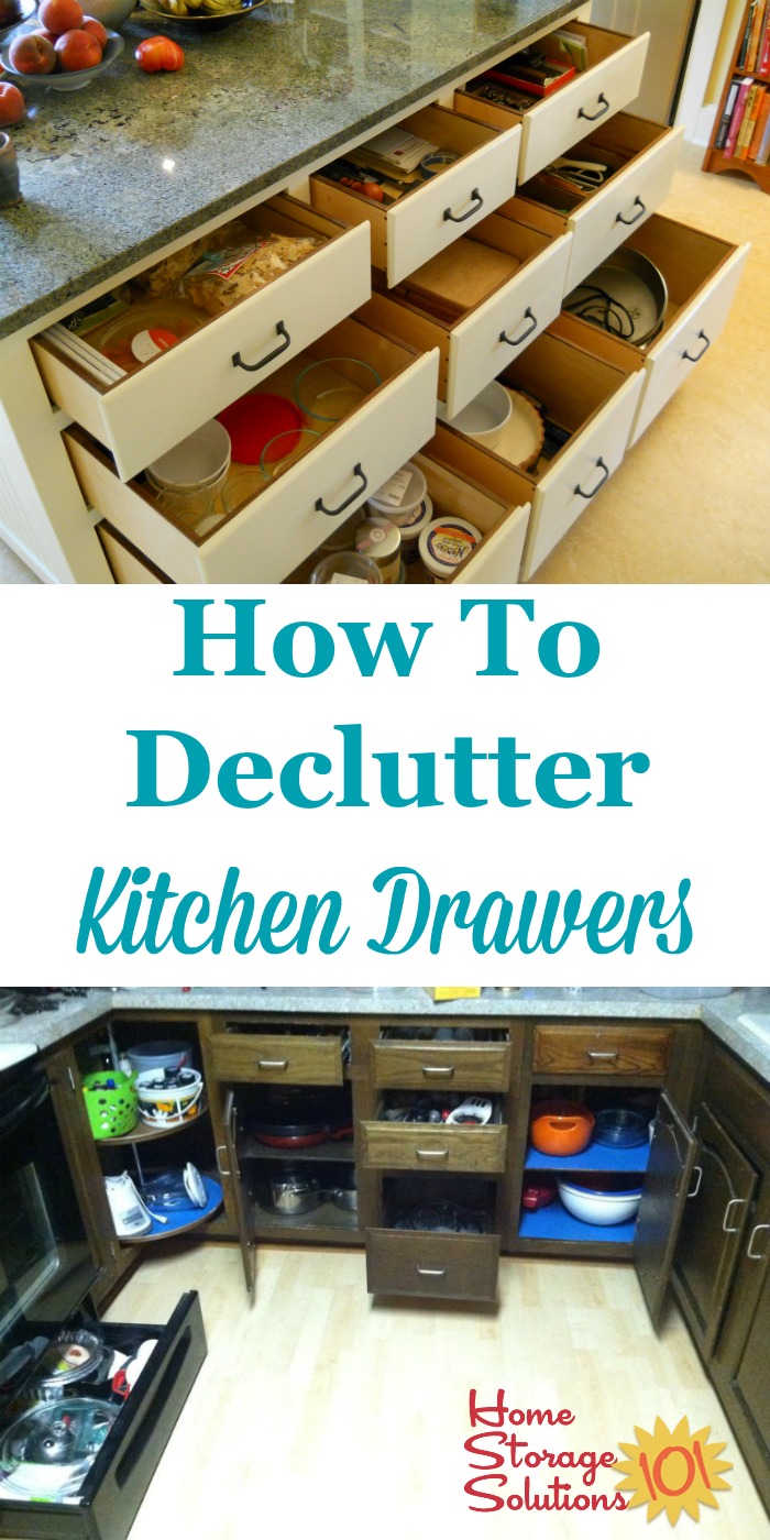 How to declutter kitchen drawers without making a bigger mess, with step by step instructions {one of the Declutter 365 missions on Home Storage Solutions 101} How to #declutter kitchen drawers without making a bigger mess, with step by step instructions {one of the #Declutter365 missions on Home Storage Solutions 101} #Decluttering