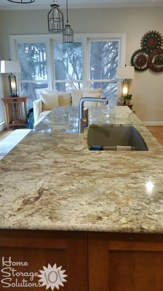 Decluttered kitchen island from a reader, Jill, featured on Home Storage Solutions 101.