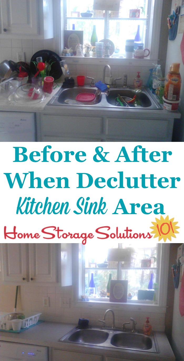 How to declutter your kitchen sink area, including lots of before and after photos to get you inspired and ready to tackle your own sink area today! {on Home Storage Solutions 101} How to #declutter your kitchen sink area, including lots of before and after photos to get you inspired and ready to tackle your own sink area today! {on Home Storage Solutions 101} #Declutter365 #Decluttering