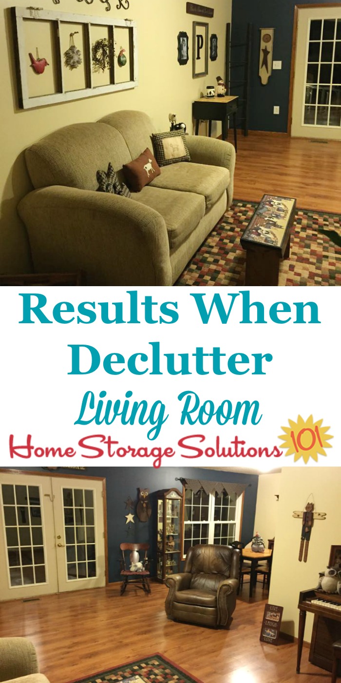 Results when you declutter your living room or family room, which is a livable space that you can relax in without all the clutter {on Home Storage Solutions 101}