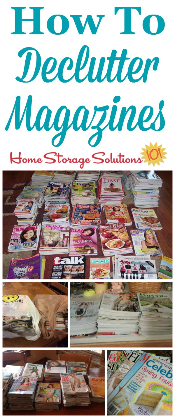 How to #declutter magazines, including signs you've got too many, and lots of photos from readers who've already taken on this mission to inspire you {on Home Storage Solutions 101} #DeclutterMagazines #MagazineClutter