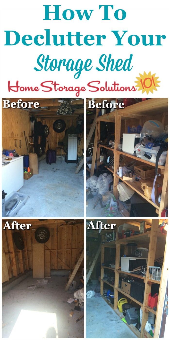 How to declutter your storage shed, with tips and instructions and before and after photos from readers who've already done this #Declutter365 mission {on Home Storage Solutions 101}