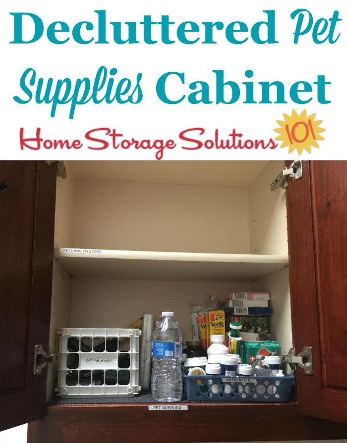 Decluttered pet supplies cabinet, shown by Tina, who did the #Declutter365 mission on Home Storage Solutions 101 Decluttered pet supplies cabinet, shown by Tina, who did the #Declutter365 mission on Home Storage Solutions 101 #Declutter #Decluttering