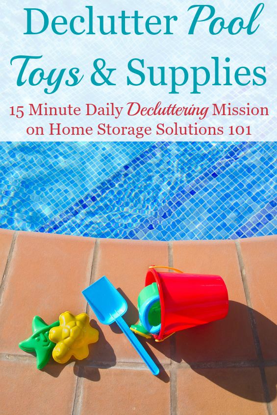 In this #Declutter365 mission you need to declutter pool toys and supplies. Here's the items you should consider decluttering and winnowing down to what you use and love {on Home Storage Solutions 101}