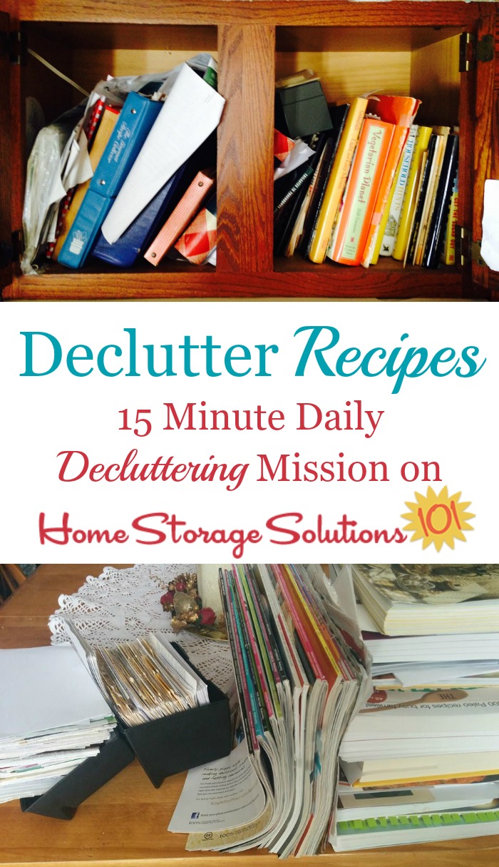 How to #declutter recipes, with step by step instructions and before and after photos from readers who reduced their recipe #clutter using the #Declutter365 mission {on Home Storage Solutions 101}