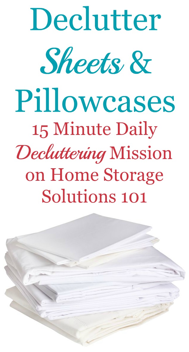 How to #declutter sheets and pillowcases from your linen closet and home, including tips for how many you should have and what to do with ones you get rid of {a #Declutter365 mission on Home Storage Solutions 101} #DeclutterSheets