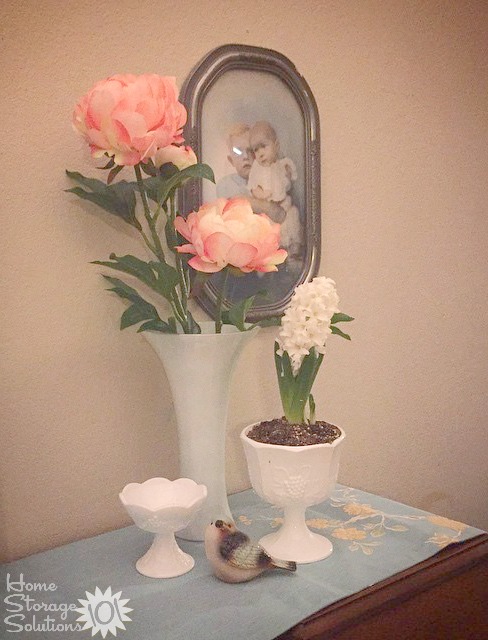 Even when the weather is dreary a few nice spring decorations inside your home can make it feel like springtime! {featured on Home Storage Solutions 101}