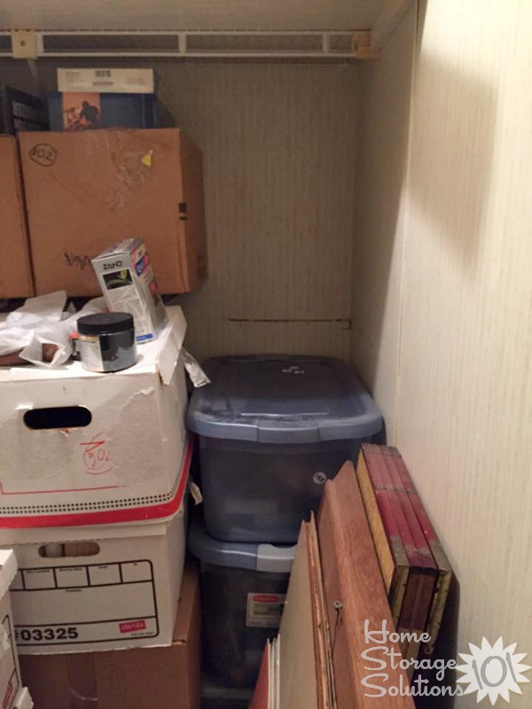During a decluttering project of a storage closet {on Home Storage Solutions 101}