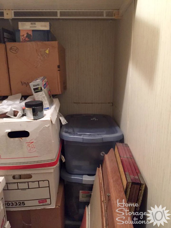 During a decluttering project of a storage closet {on Home Storage Solutions 101} During a decluttering project of a storage closet {on Home Storage Solutions 101}
