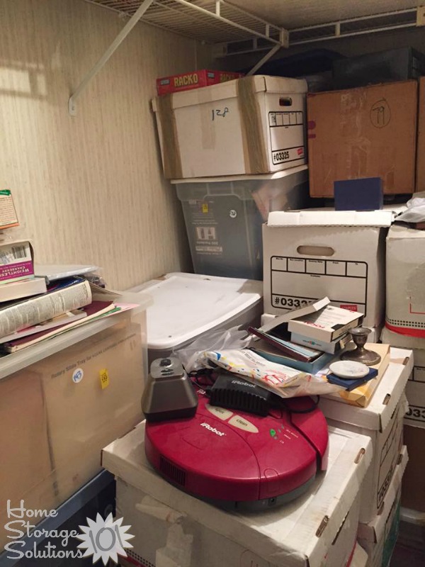 Another view during a decluttering project of a storage closet {on Home Storage Solutions 101} Another view during a decluttering project of a storage closet {on Home Storage Solutions 101}