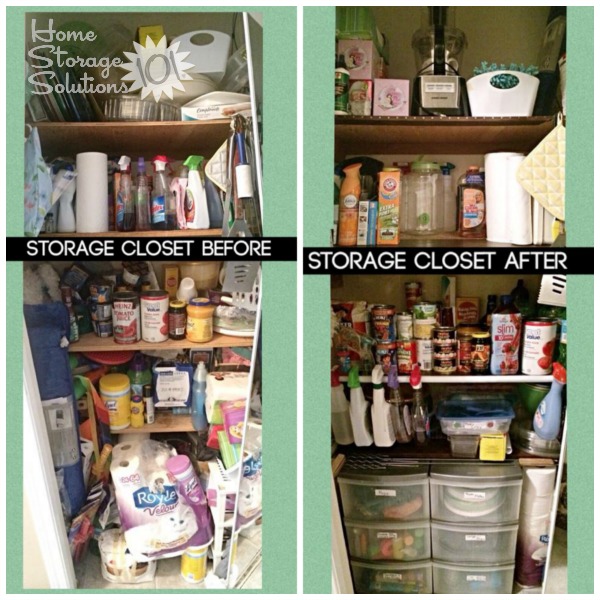 Before and after when a reader, Maggy, decluttered her storage closet {featured on Home Storage Solutions 101}