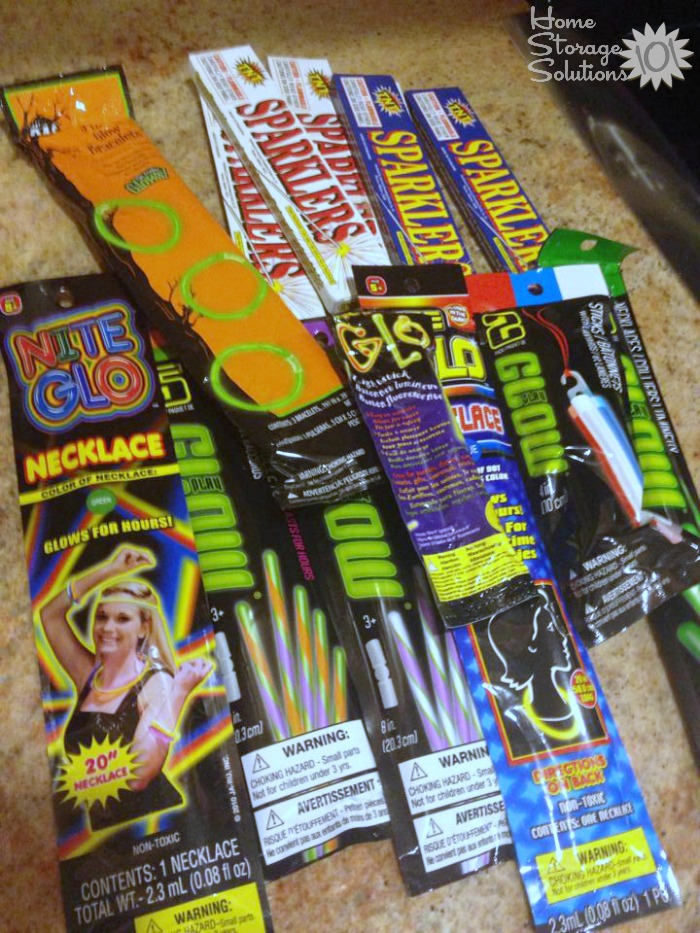 Decluttering excess glow sticks and sparklers from the Fourth of July, as well as other summer decorations {on Home Storage Solutions 101} Decluttering excess glow sticks and sparklers from the Fourth of July, as well as other summer decorations {on Home Storage Solutions 101}