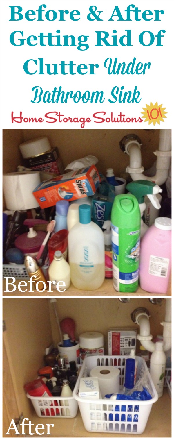 How to get rid of clutter under your bathroom sink, with lots of before and after photos {on Home Storage Solutions 101}